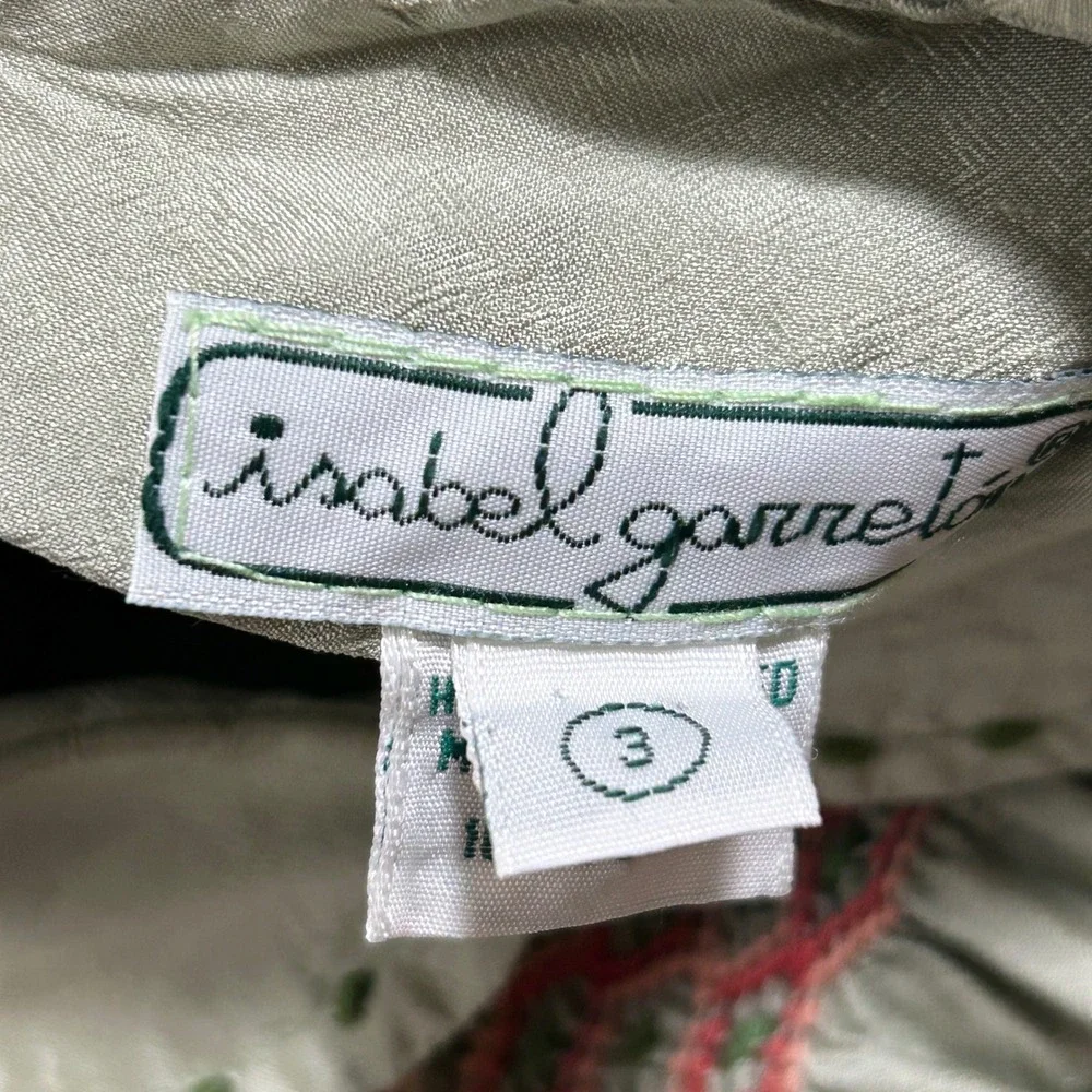 VTG Isabel Garretón Hand Smocked 100% Silk Dress 3 Sea Foam Sage Green Heirloom